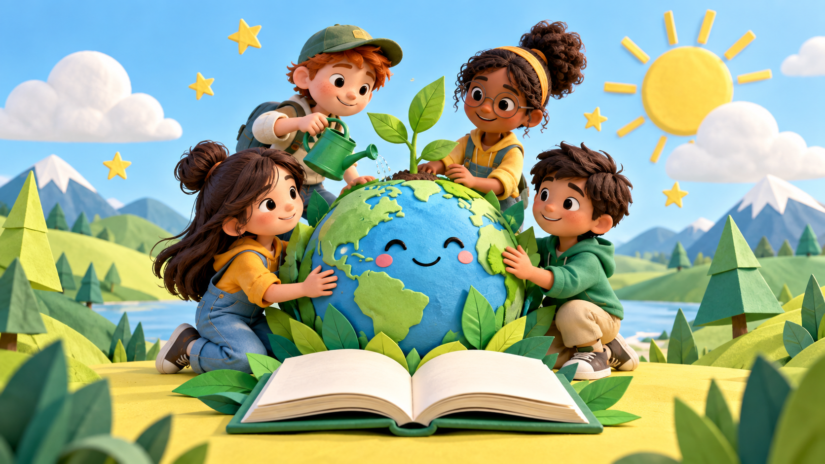 Piccoli esploratori collaborano fra libri, stelle e nuove scoperte.